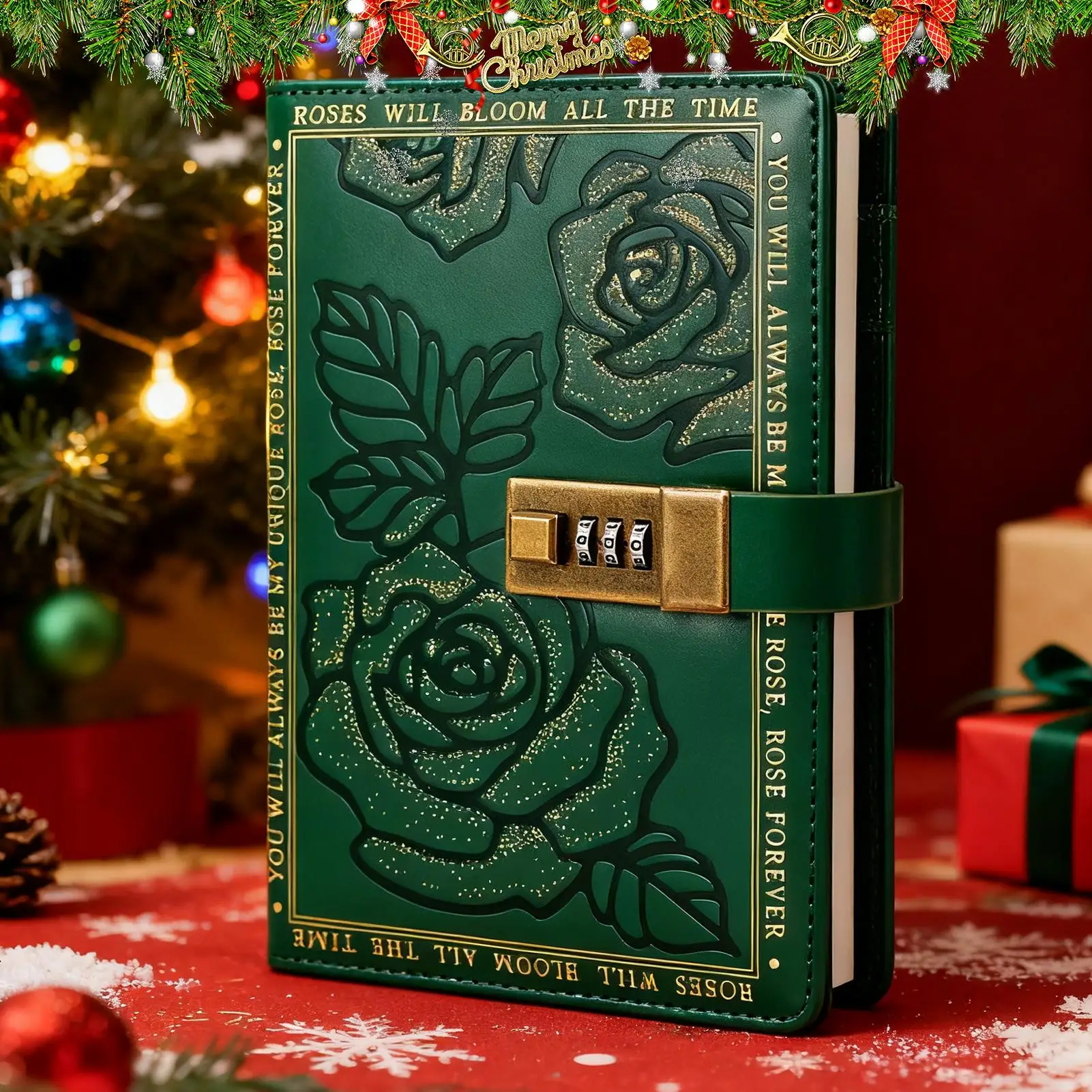 Libro con password vintage Copertina in pelle PU Notebook con serratura 224 pagine Scrittura Guida da viaggio Note Diario con chiusura personale Cancelleria