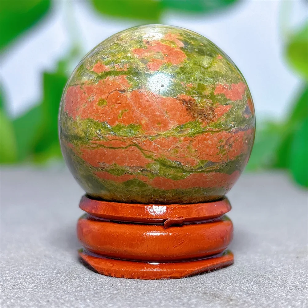 Unakite Sphere Crystal Natural Stone Quartz Minerals Home Decoritems Reiki Garden Gifts Energy Healing Luck Love +Stand