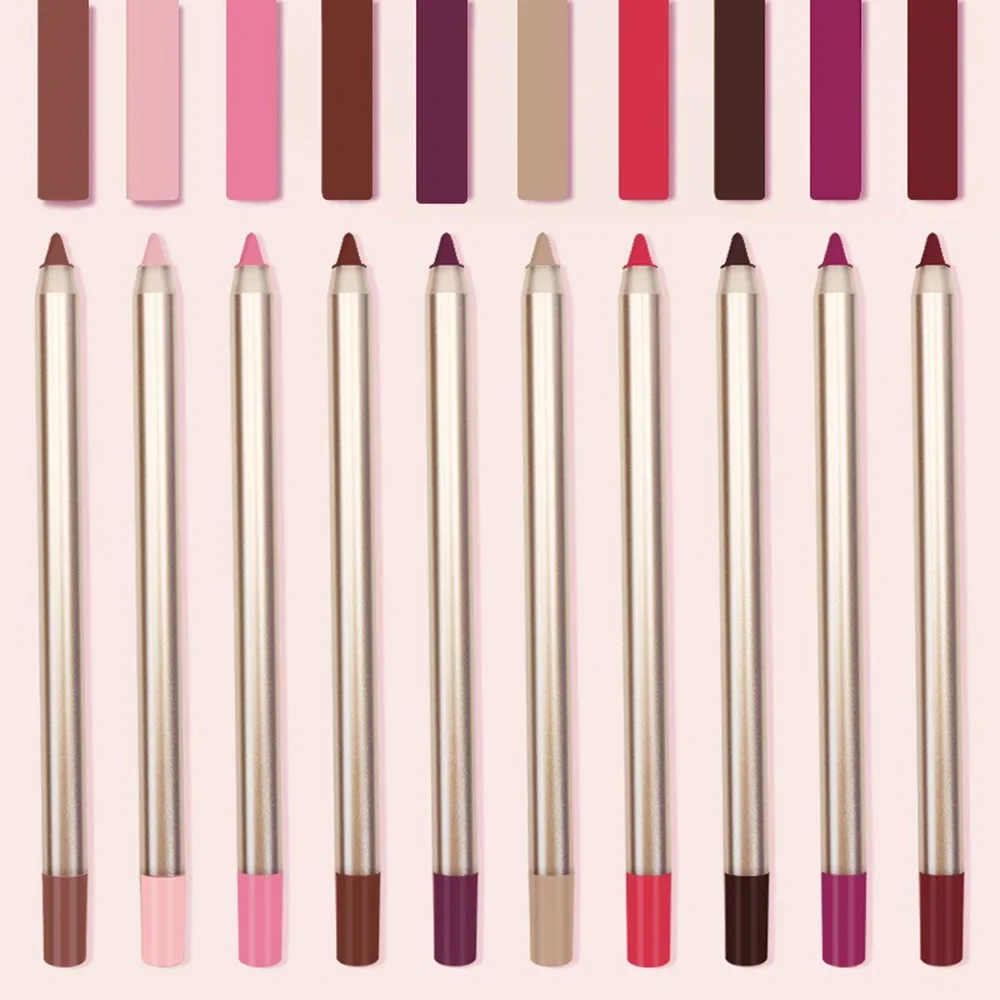 Private Label 15 Color Lip Liner Custom Logo Pigment Long Lasting Waterproof Multifunctional Gold Makeup Wholesale Cruelty Free