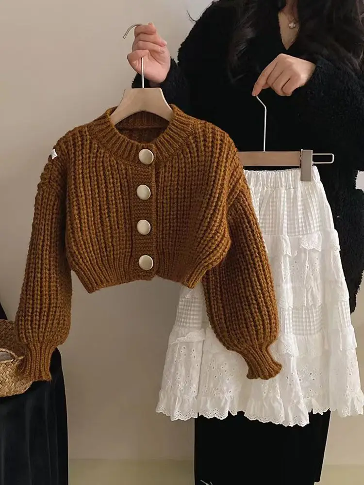 Baby Girls Sweater Knitted Cardigan New Autumn Clothing Children's Stylish Short Coat