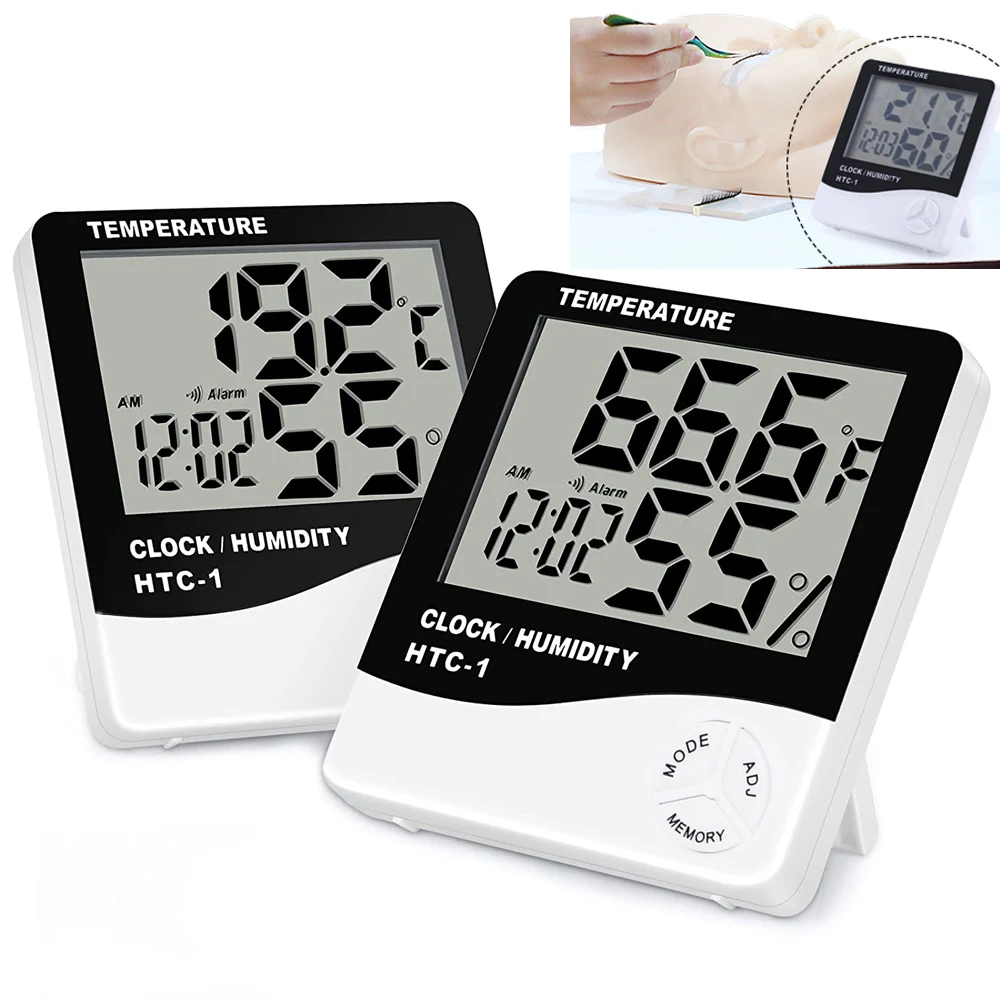 Lash LCD Digital Thermometer Hygrometer Grafting Eyelashes Temperature Humidity Tester Weather Station Clock Salon Makeup Tools