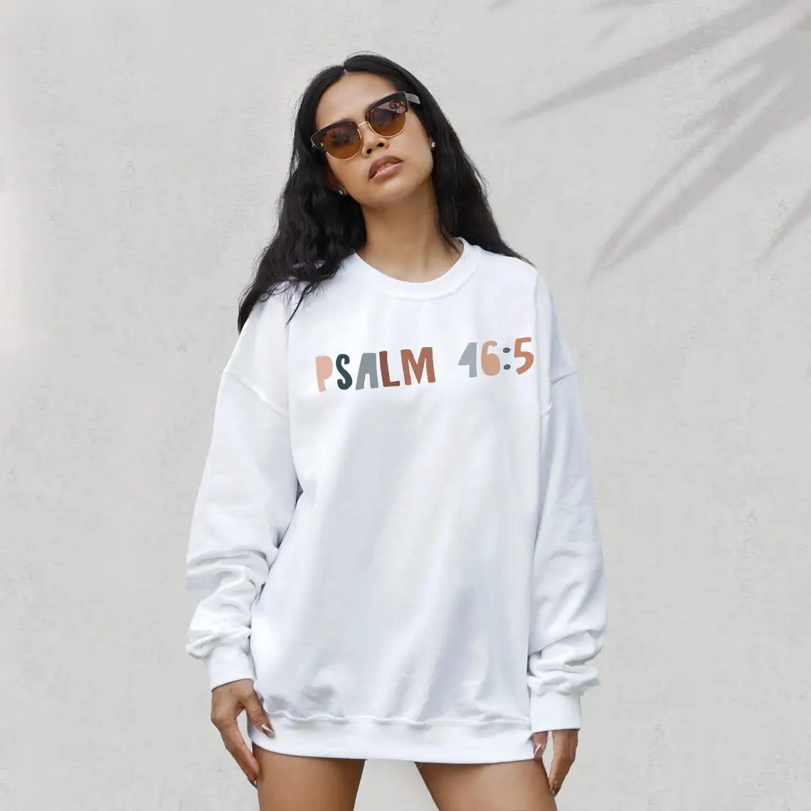 colored god is within her she will not fall Sweatshirt vintage women long sleeve jumper christian bible pullovers