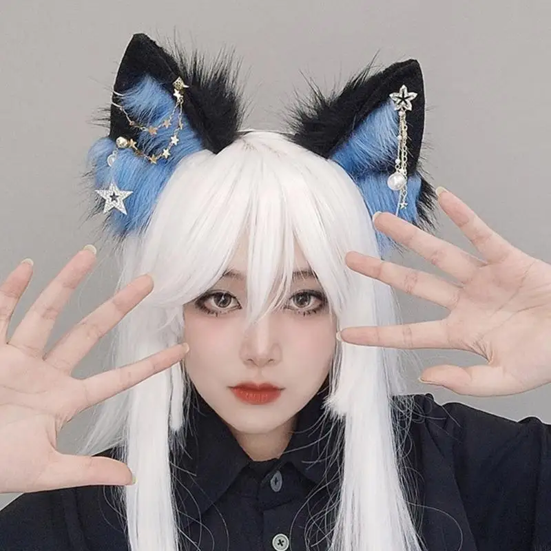 Banda da cabeça meninas com tassels estrela fúria lobo gatinho