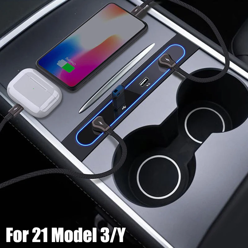 For Tesla Model3/s/x/y In-Car Wireless Charger Docking Station Fast Charging Board Mobile Phone Smart Dual Charging