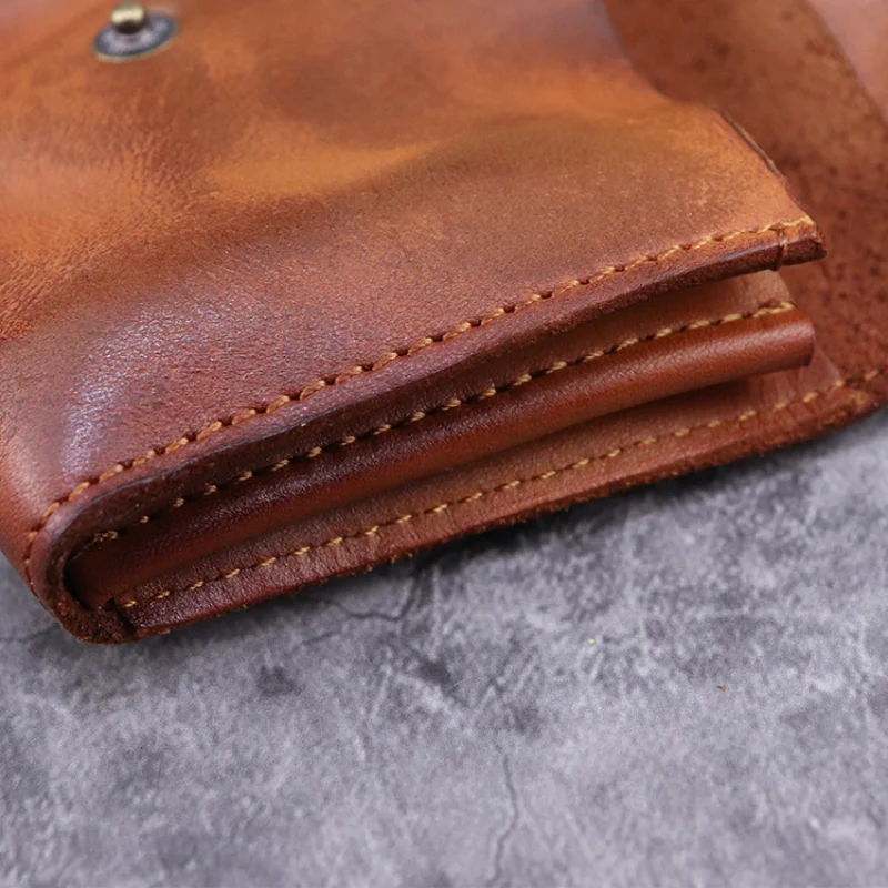 Genuine Leather Vegetable-Tanned Leather Card Holder Japanese Punk Style Multi-Layer Storage Vintage Genuine Leather Card Holder