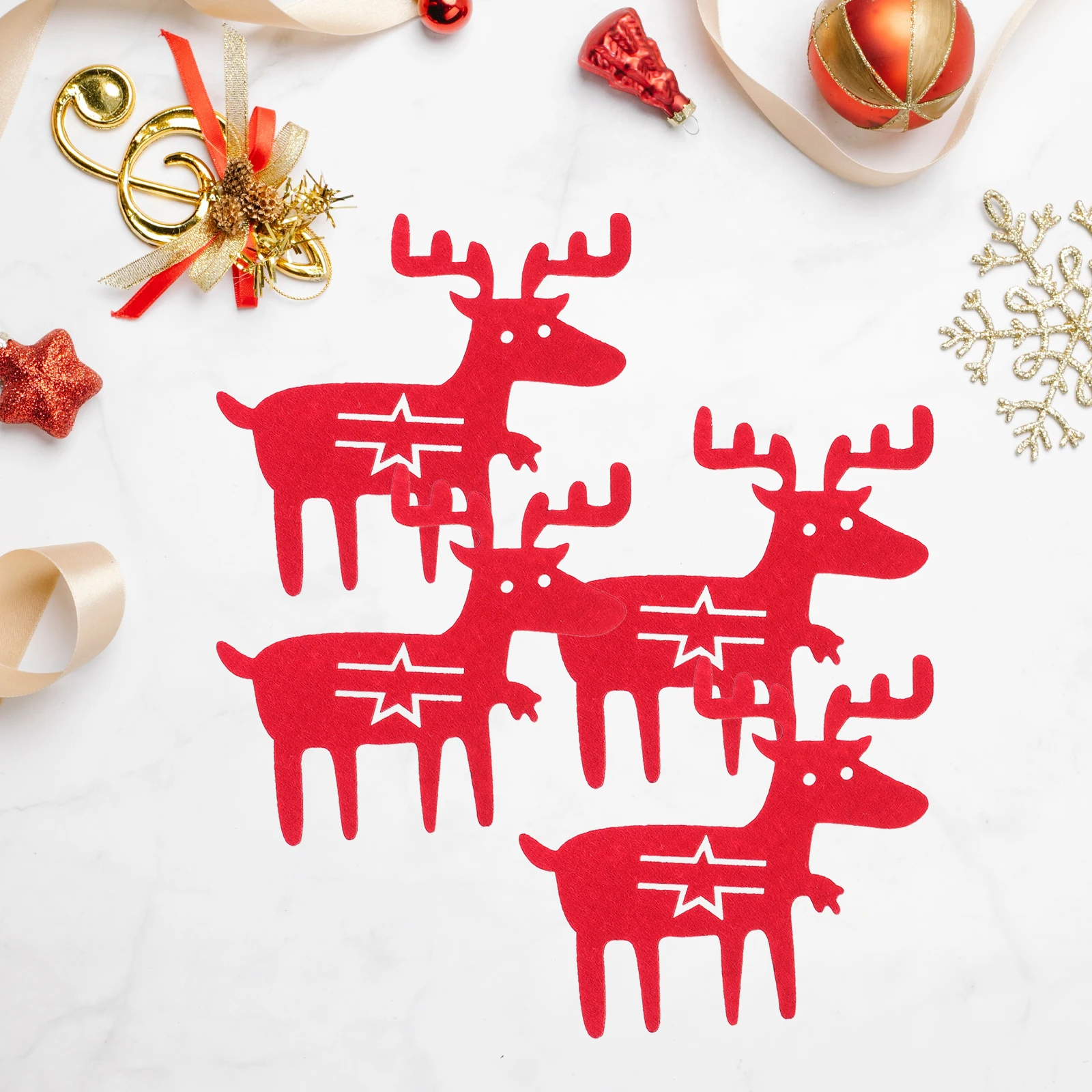 

4Pcs Christmas Cutlery Holders Elk Pattern Fabric Bags Spoon Fork Storage Tableware Organizer Christmas Dining Decor