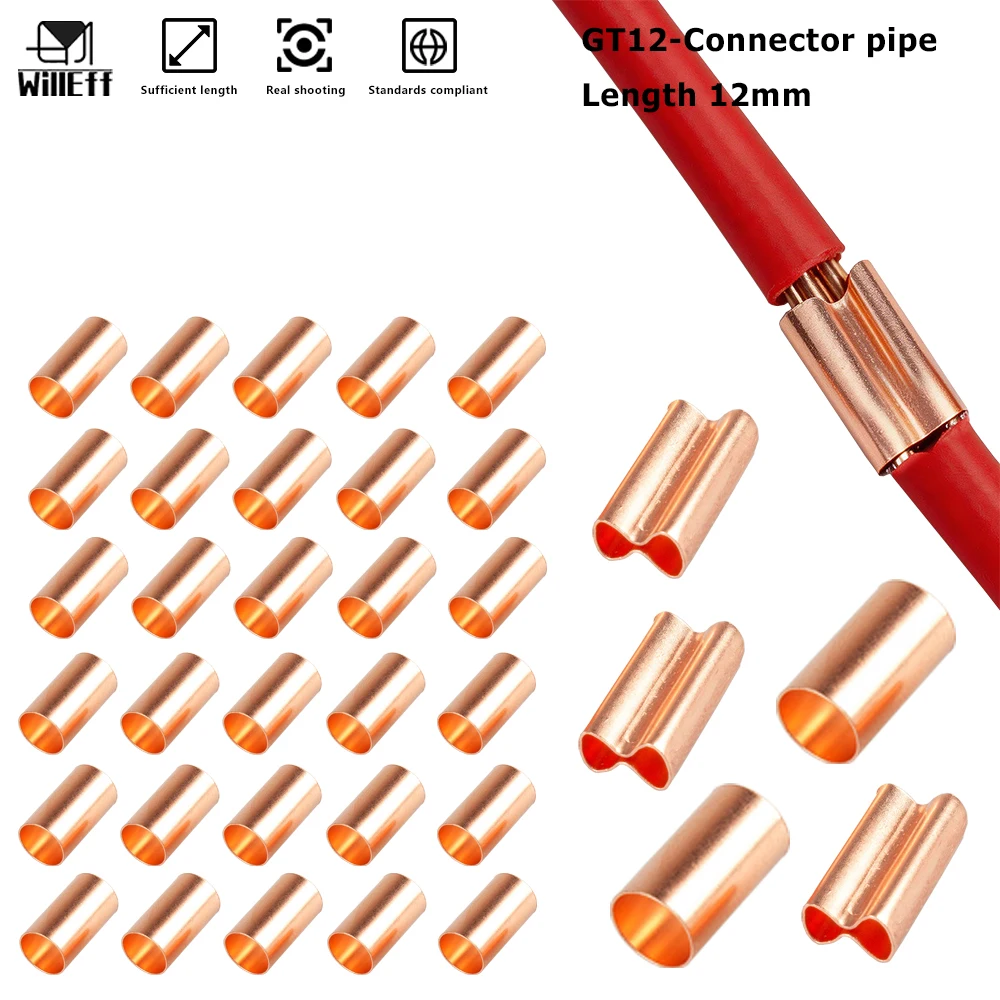 Pure Copper Crimp Terminal lug Electrical Wire Cable Tubular Connectors Ring Sleeve Ferrules Lugs Wire cable butt connector