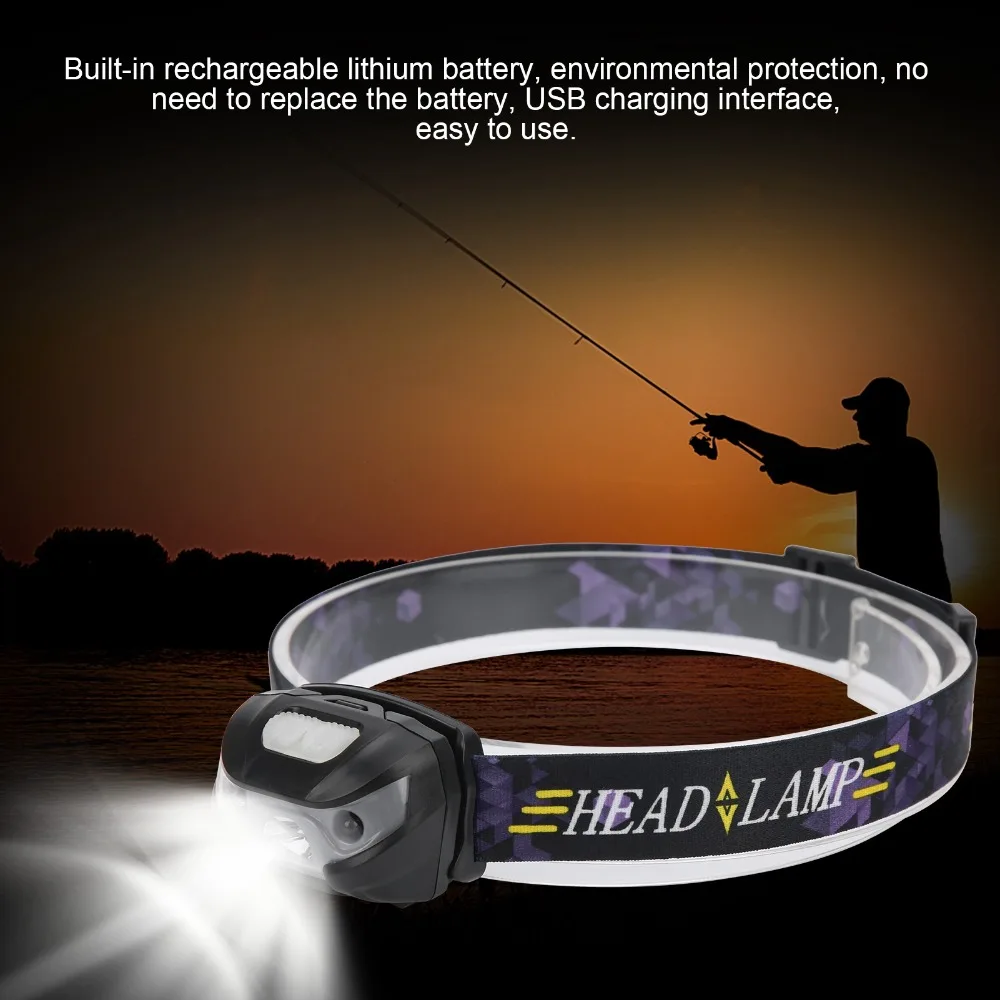 High Brightness Sensing Headlamp Waterproof Body Senso Head Light Adjustable Rechargeable Camping Front Light