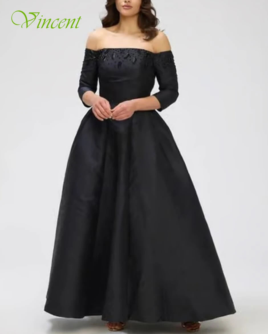 فستان سهرة رسمي أنيق مخصص على شكل حرف A برقبة قارب، فساتين مناسبة مخصصة للحفلات ذات جودة عالية