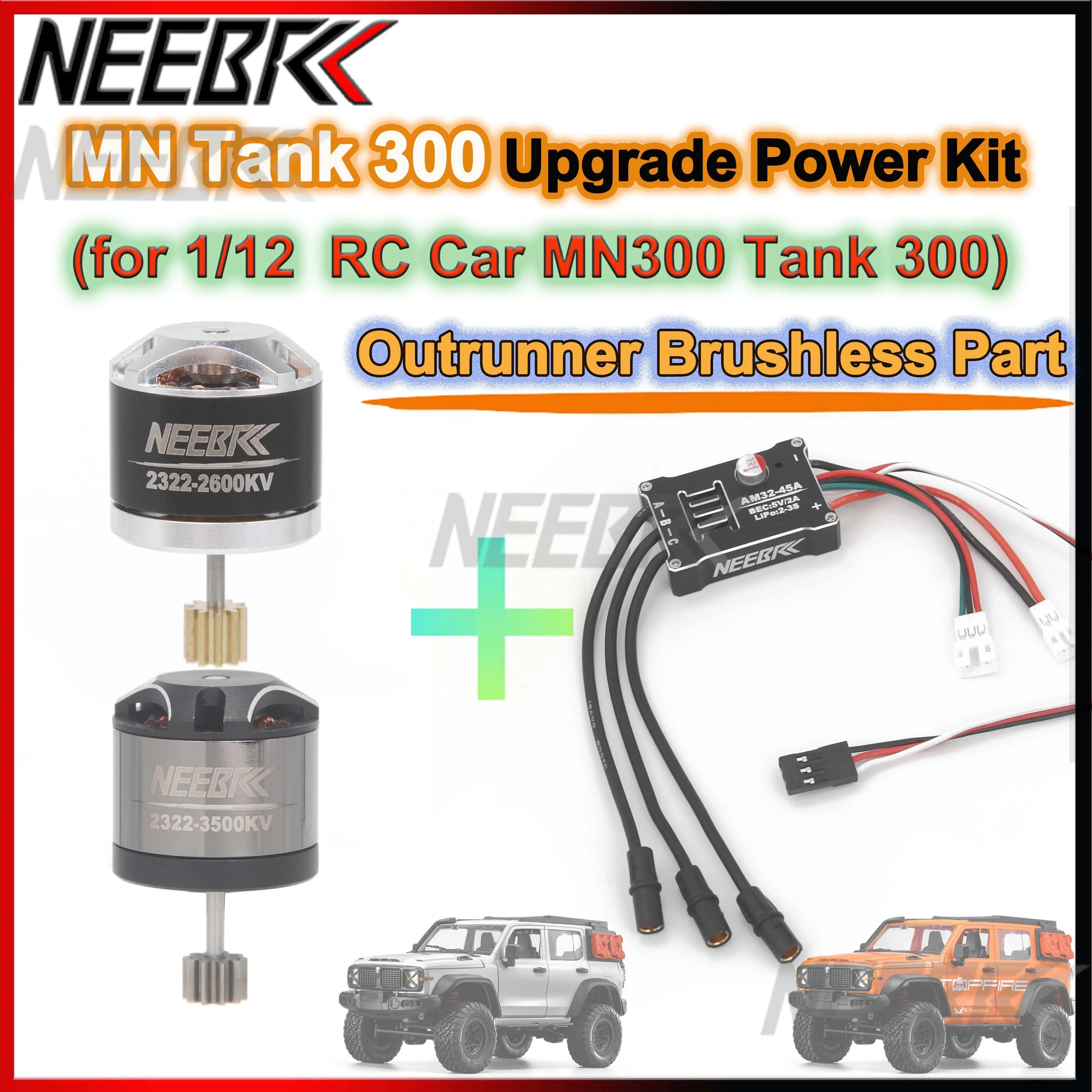 1/12 RC Car Crawler MN300 2322 2600KV 3500KV Brushless Motor AM32 45A Metal ESC Original Plug for Tank 300 Upgrade Power Kit