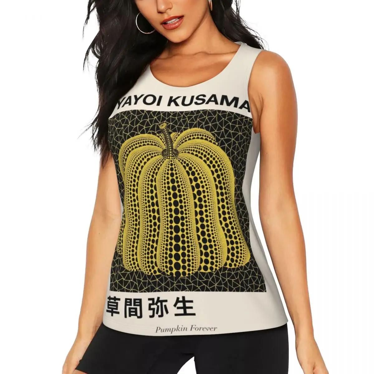 Custom Yayoi Kusama Pumkin Forever Yoga Shirts Women's Abstract Art Athletic Gym Tank Tops