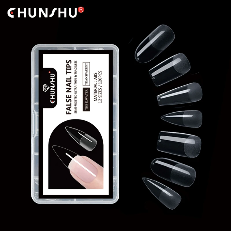 

CHUNSHU 360Pcs False Nail Tips Full Cover Almond Coffin Nail Capsule Press on Nails Transparent Traceless Ultrathin Semi-Frosted