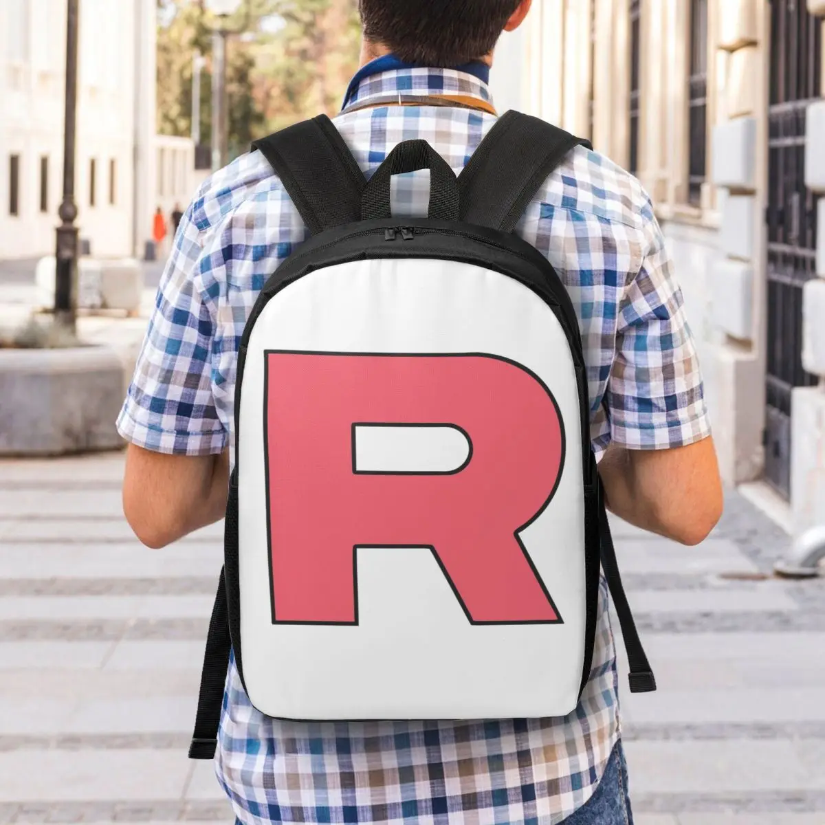 Letter R Team Rocket Logo Woman Backpacks Boys Girls Bookbag Students School Bags Portability Travel Rucksack Shoulder Bag