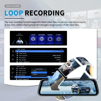 4,3palcová HD přední a zadní dvoukanálová streamovací kamera do auta, zpětné zrcátko, videorekordér do auta, DVR, noční vidění 10 nejlepší prodej Dvoukanálový rekordér do zpětného zrcátka - №7