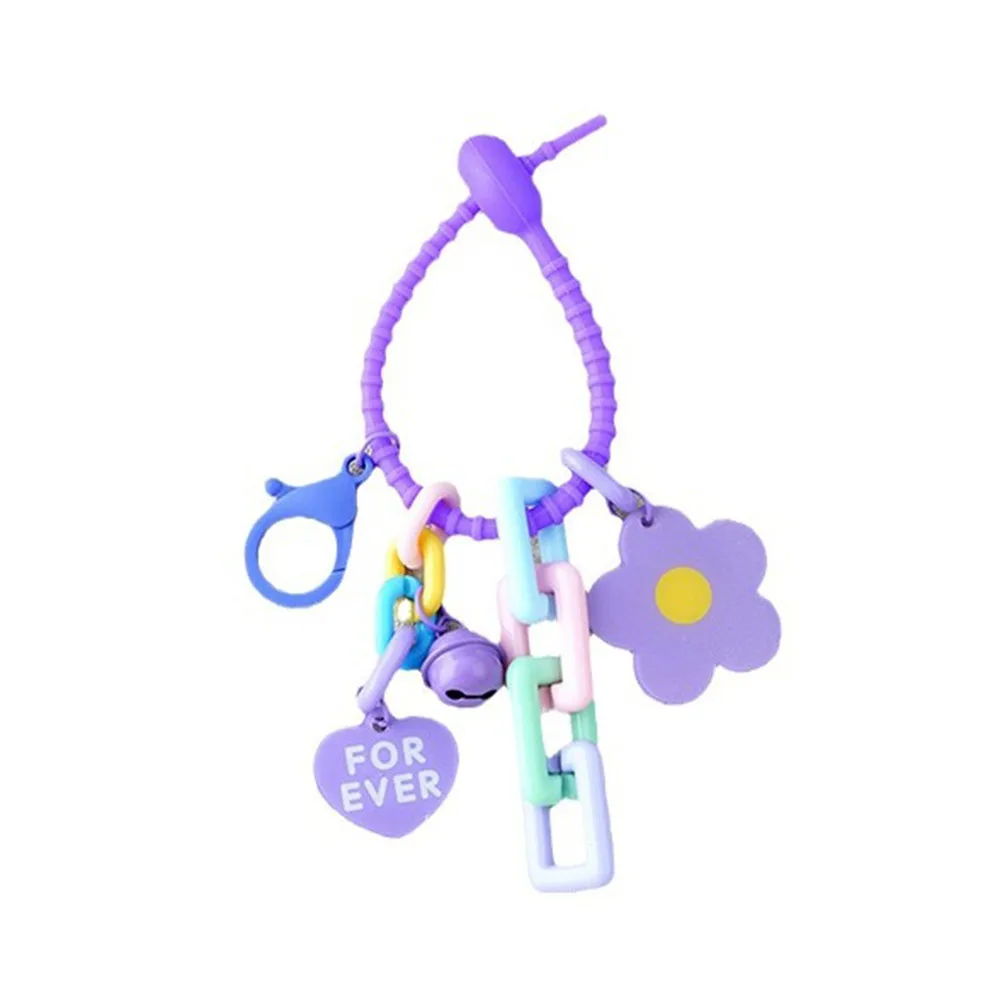 Colorful Flowers Keychain Bag Pendant Korean Yk2 Simple Fob Labubu Keyring Acrylic Key Holder Car Hanging Trinket For Boys Girls