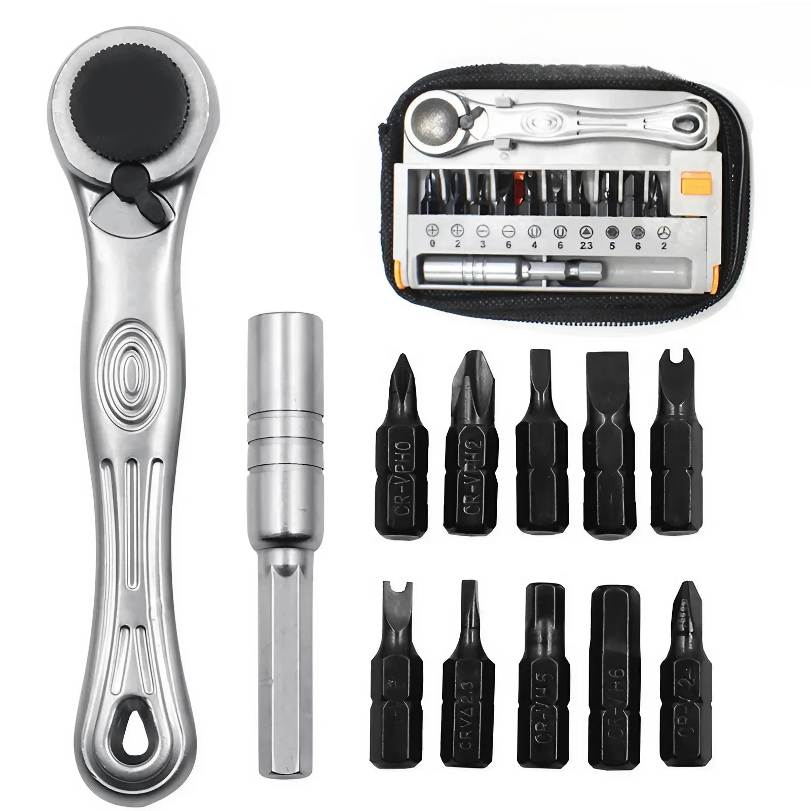 Portable Mini Ratchet Wrench Set Close Quarter Adjustable Screwdriver Bits Set 1/4 Inch Drive Tool Set for Home Repair Furniture Assembly Car Bike Maintenance Compact Easy Carry DIY Hand Tool Kit Gift for Men Father Husband Boyfriend Handyman