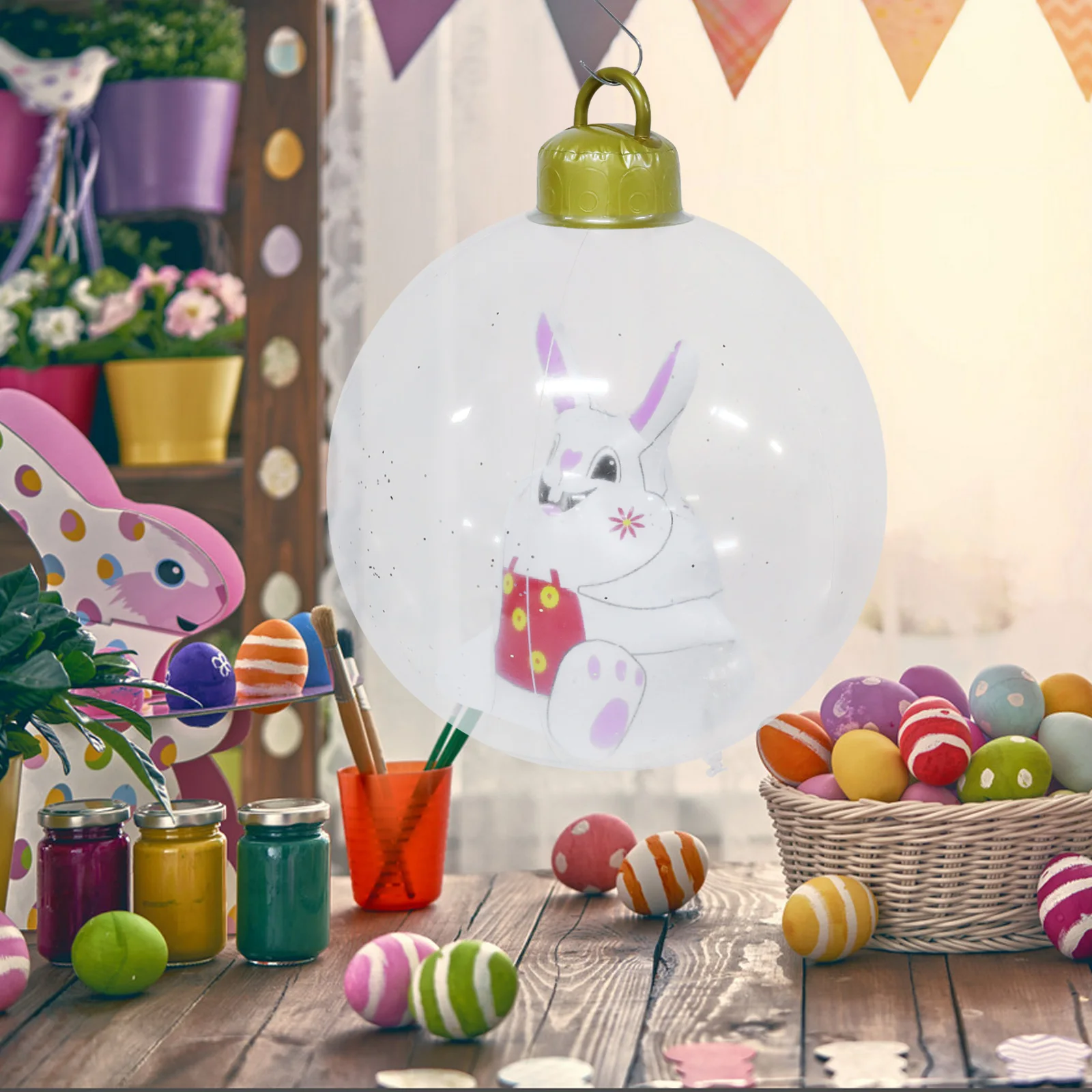 

Cute Easter Inflatable Bunny Ball Pvc Rabbit Decoration Outdoor Yard Ornament Blow Home Party Decor Hangable Reusable