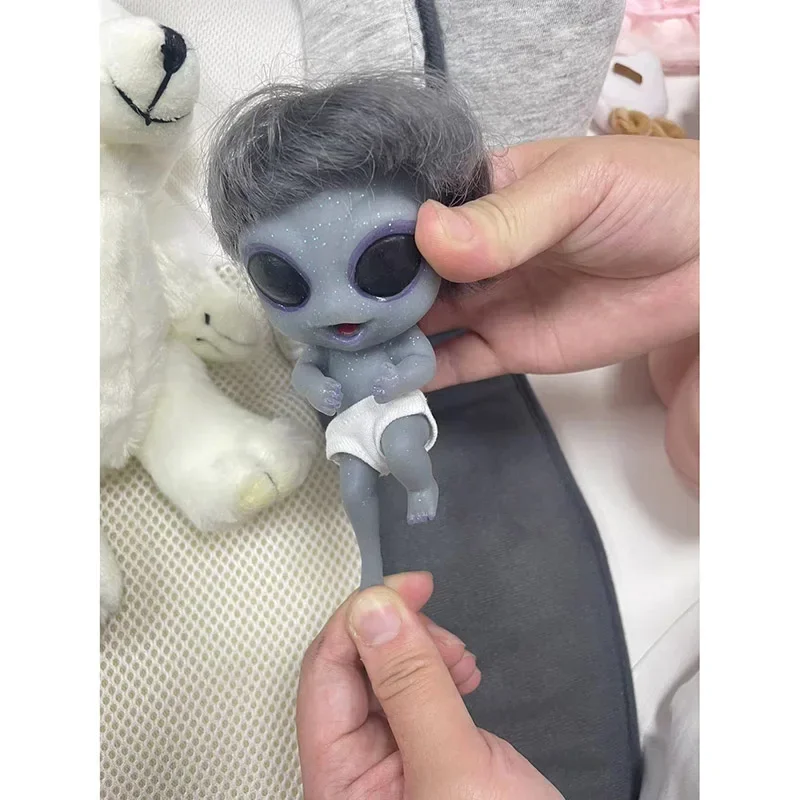 5inch Mini Baby Doll Reborn Dolls Lifelike Solid Soft Silicone Alien Baby Stretchable Doll Children Toy Reborn Gift