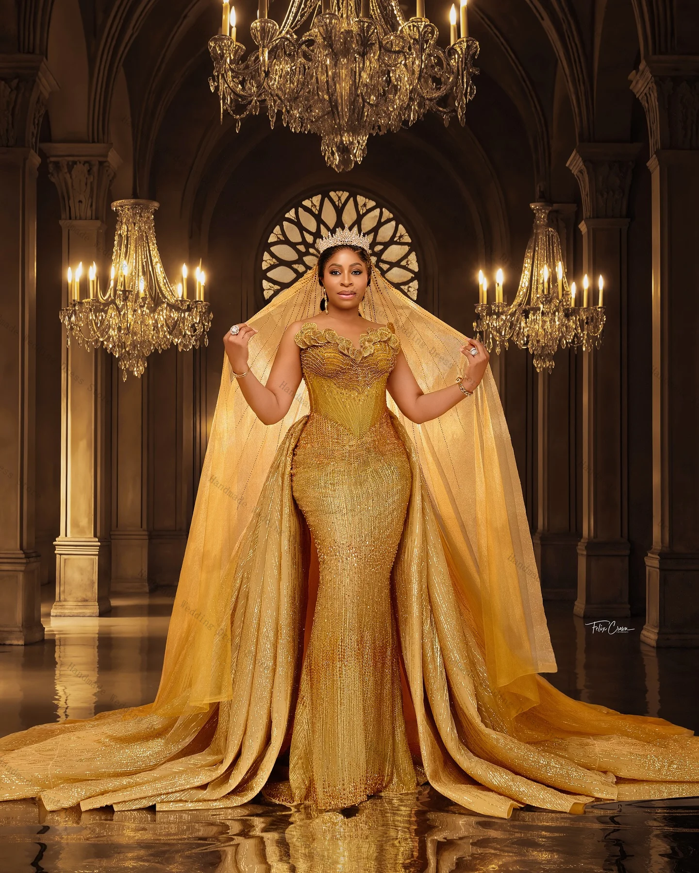 

Luxury Golden Women Prom Dress Detachable Train Sexy Strapless Stone Crystals Mermaid Bridal Gown Lace Up Back Customized Robe