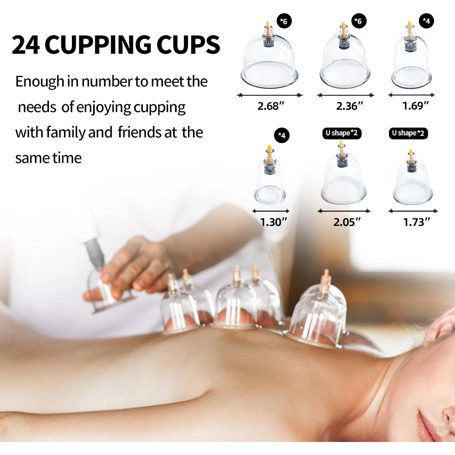 12/20/24 Cans Vacuum Cupping Device Set U-shaped Curved Design Fit Knee Back Legs Knee Massage Anti-cellulite Promote Metabolism