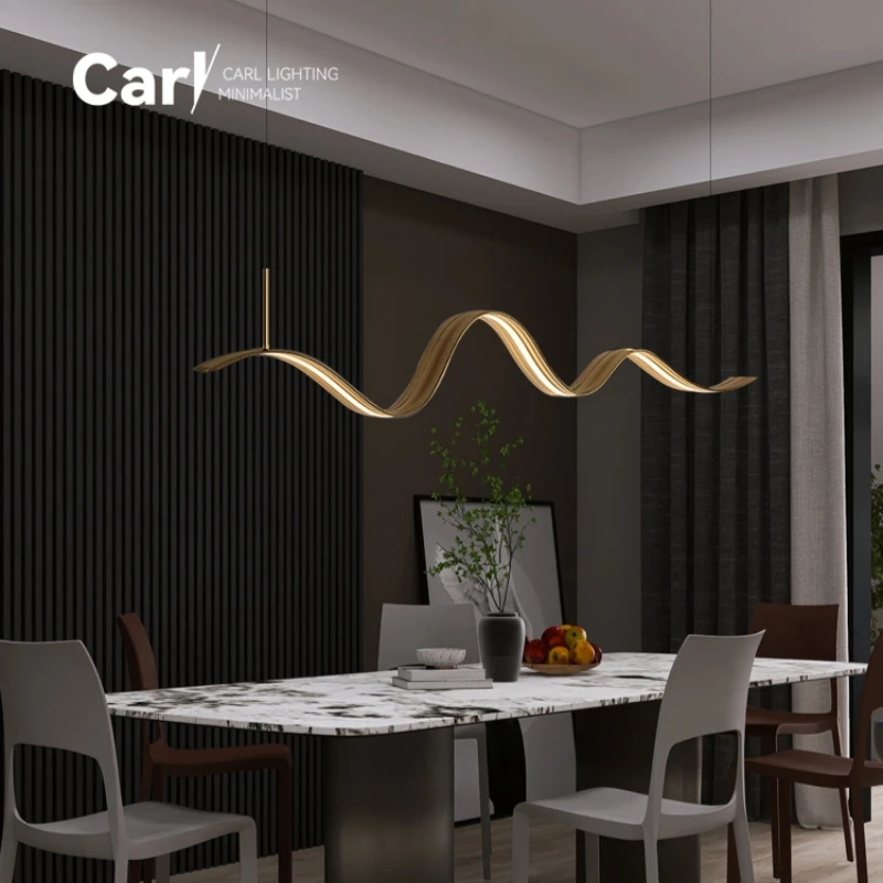 Nordic Modern Wave Led Chandelier Living Room Dining Room Dining Table Coffee Table Home Decoration Chandelier Indoor Lighting