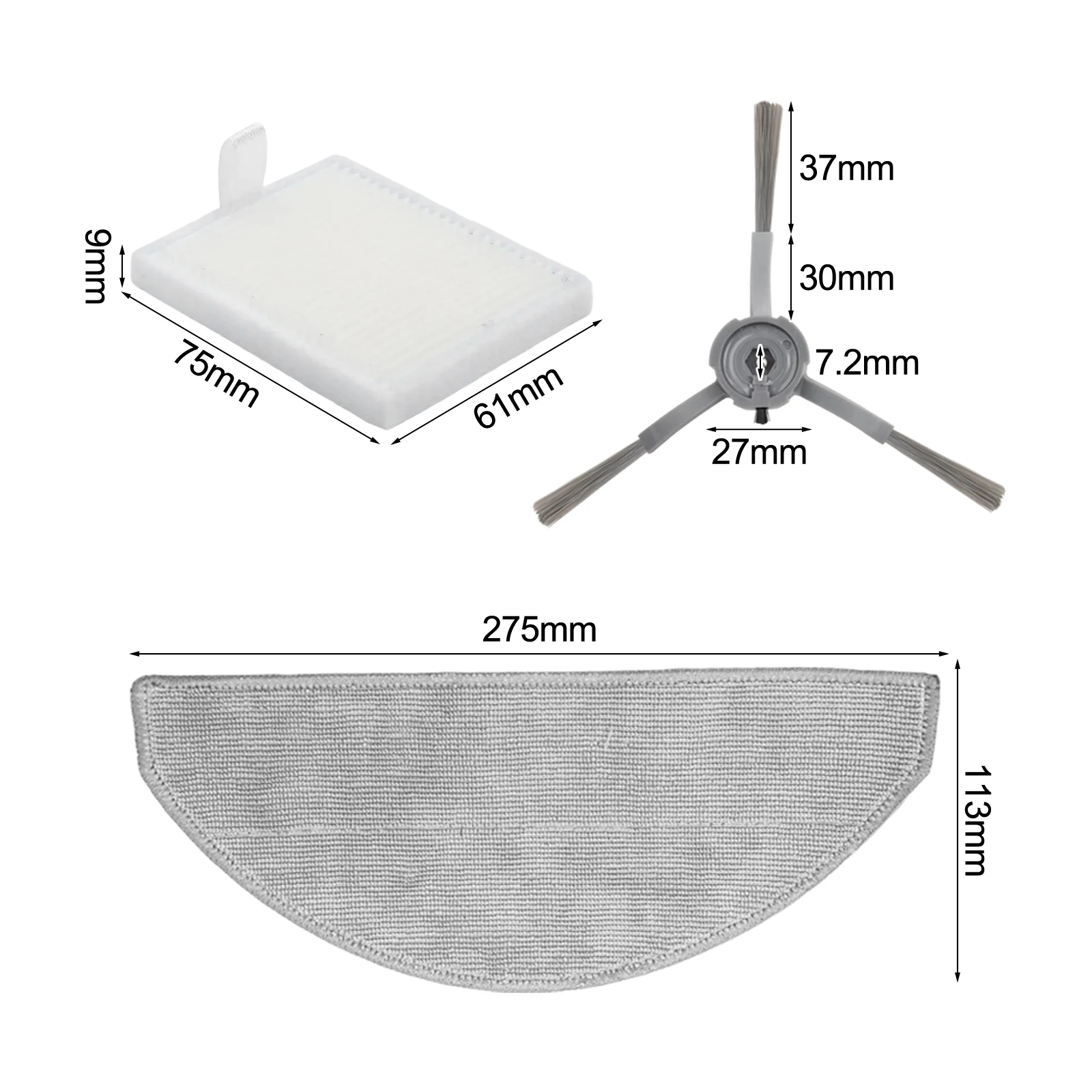 Easy Install Vacuum Cleaner Parts House Mop Cloth Filter As Shown Replacement Cleaning Kit Deep Reach Side Brushes