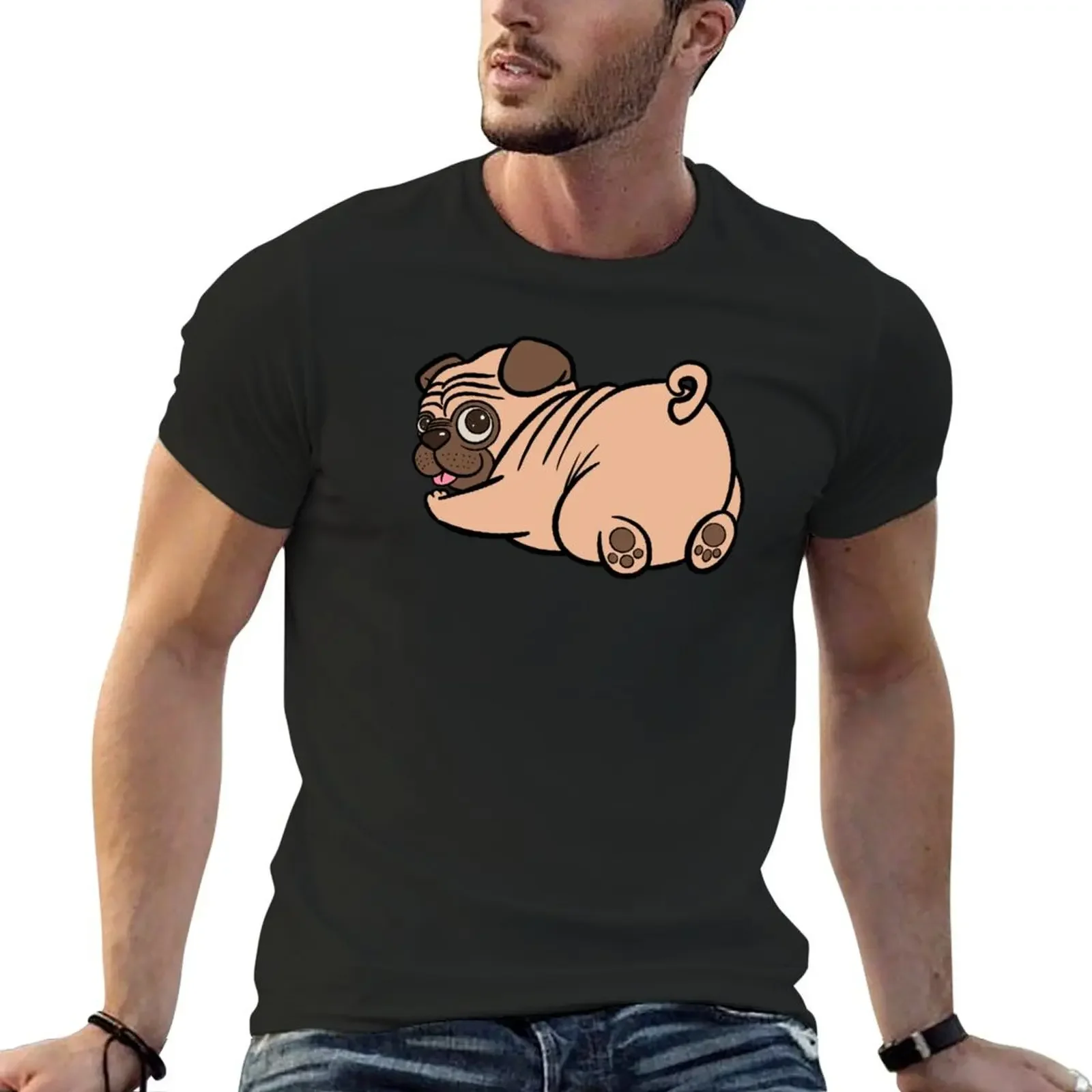 

Funny Pug Butt Dog Illustration T-Shirt anime figures custom t shirt plain black t shirts men