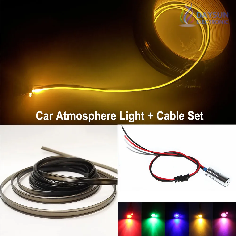 New Car Atmosphere Light + Dark Brown Skirt Cable Set for Door Front Panel Rear Seat Soft Linear Light 10 Colors Available