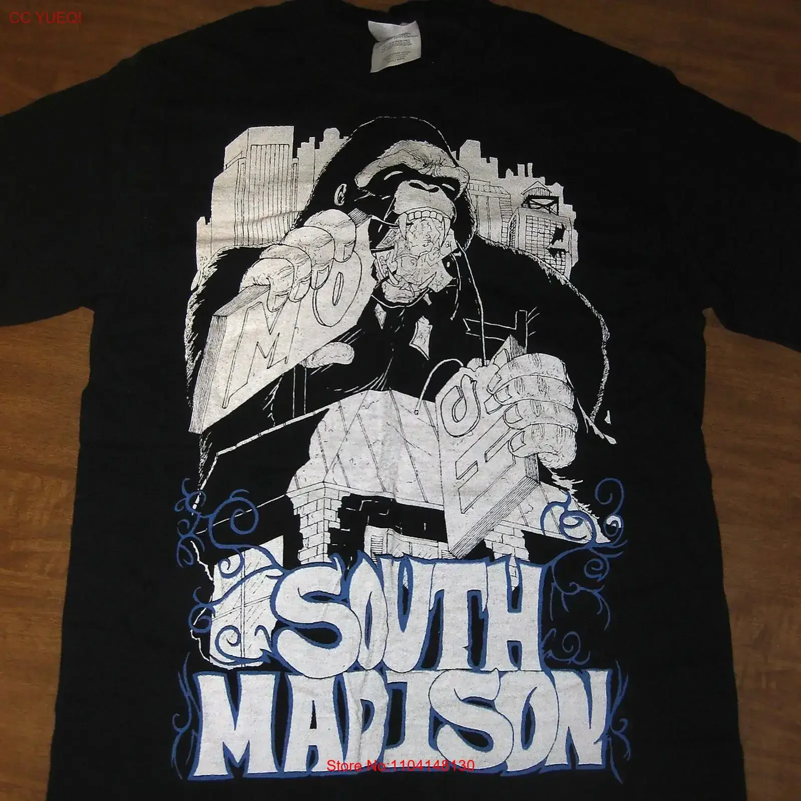 Camiseta pequeña SOUTH MADISON MOSH con logo de gorila, estilo slam dance, heavy metal, KONG, gorila vintage, lavada, elegante, unisex, transpirable