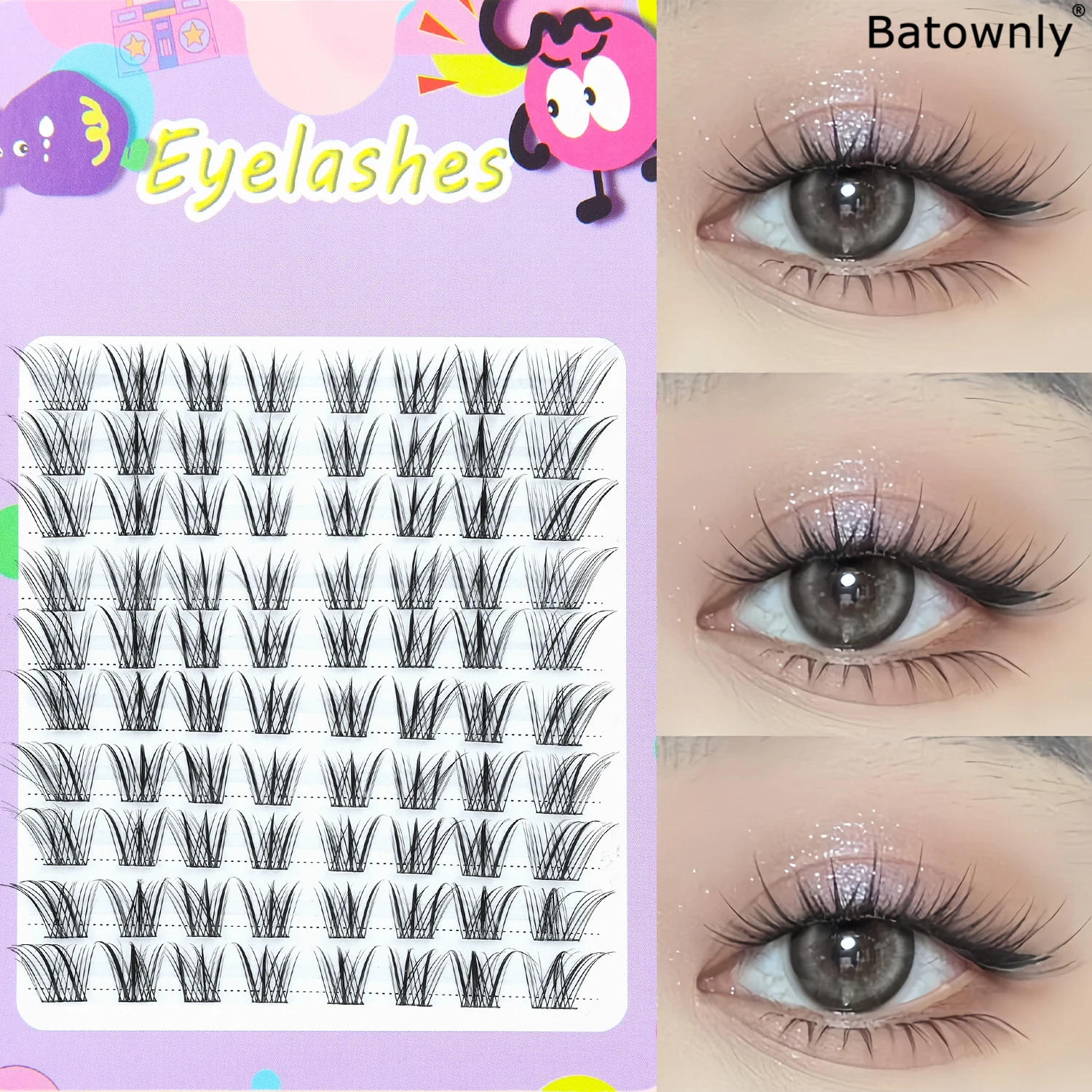 80 Clusters, Natural Eyelash Clusters, Fox-Style Single Cluster False Eyelashes, Stylish and Cute, Comfortable and Lightweight, C-Curved Qingqiu Fox DIY Self-Grafting Eyelashes, Easy to Use, Suitable for Daily Use