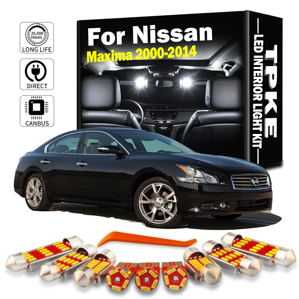 TPKE For Nissan Maxima 2000-2010 2011 2012 2013 2014 Car Accessories Canbus Error Free LED Interior Reading Map Dome Light Kit