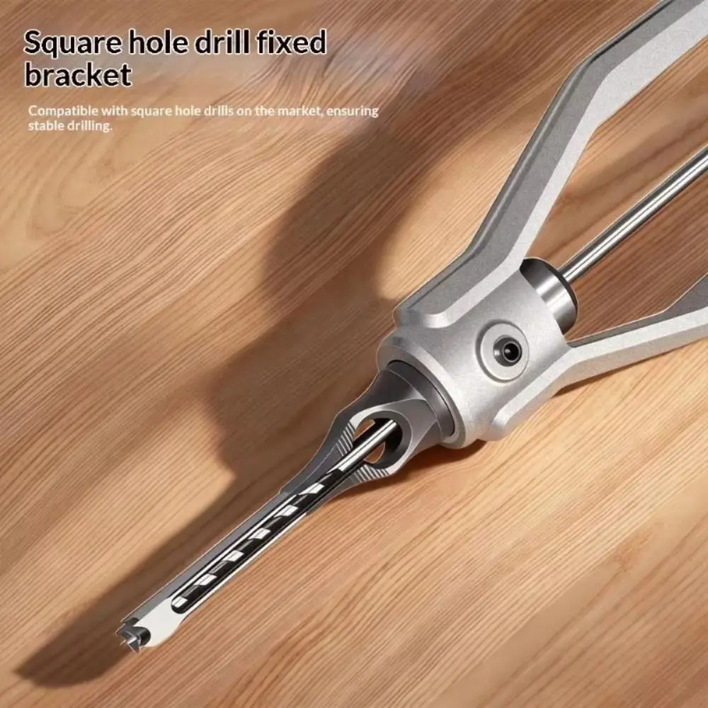 Durable Square Hole Drill Bit Aluminum Portable Square Hole Drill Bit Adapter 54mm Maximums Grip Ranges Drill Jig Bracket