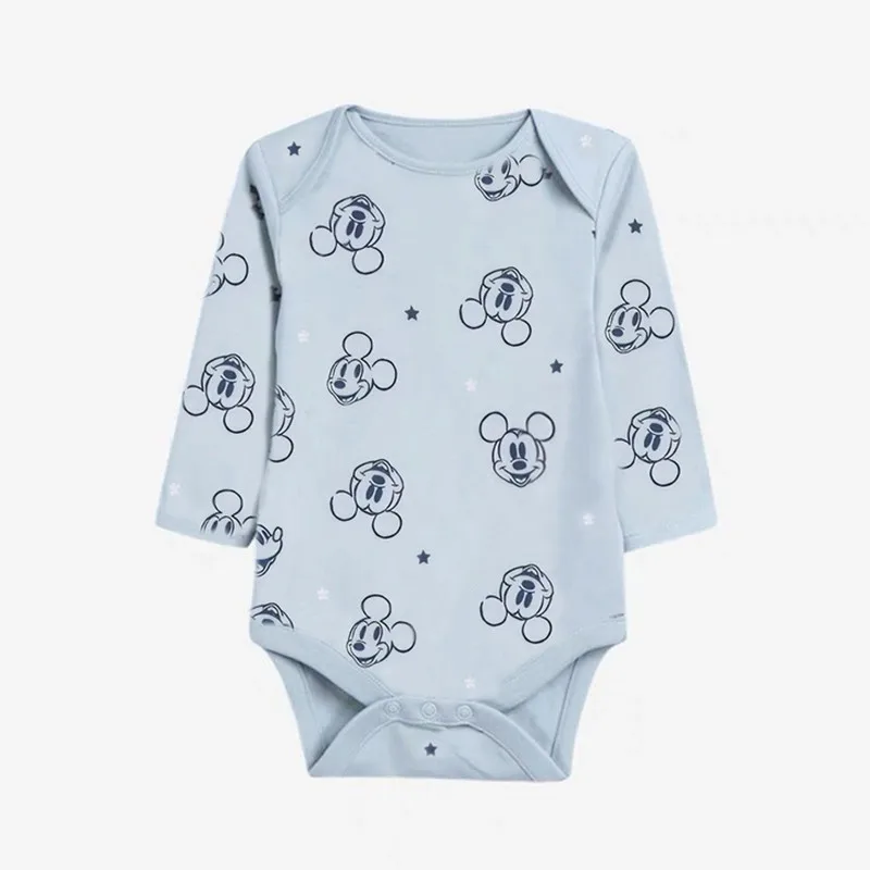 2024 Spring Autumn Minnie Baby Girls Romper Mickey Mouse Long Sleeved Jumpsuit for Boys Newborn Cotton Clothes