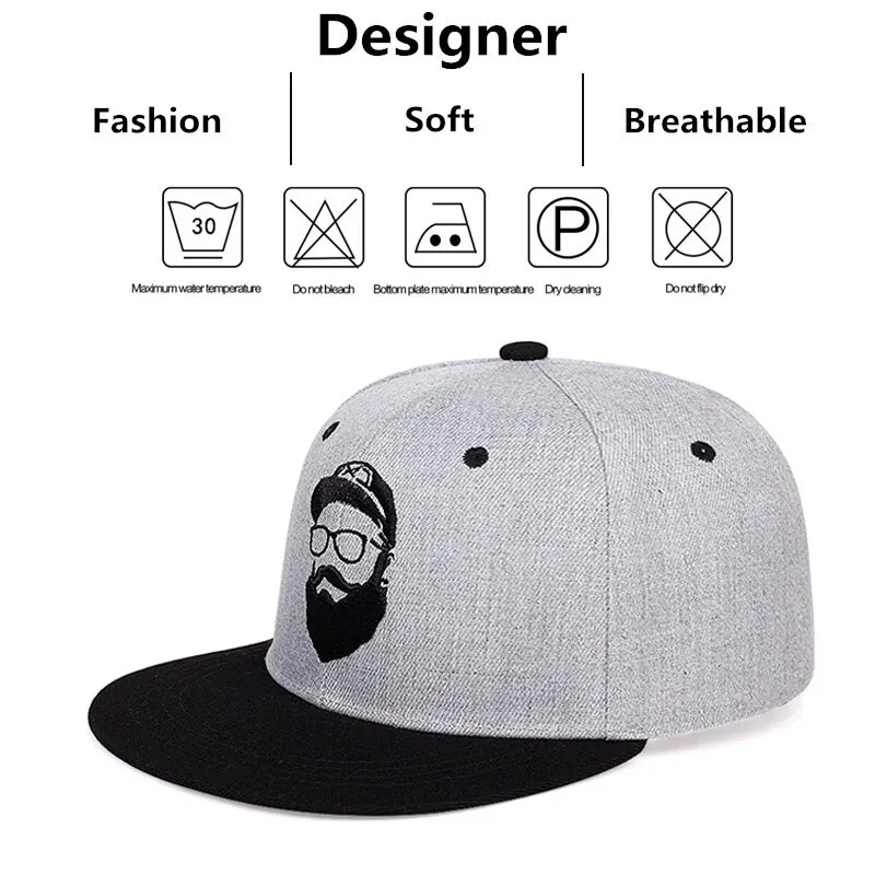 Unisex Bearded Old Man Embroidery Hip-hop Hats Outdoor Adjustable Casual Baseball Caps Sunscreen Hat