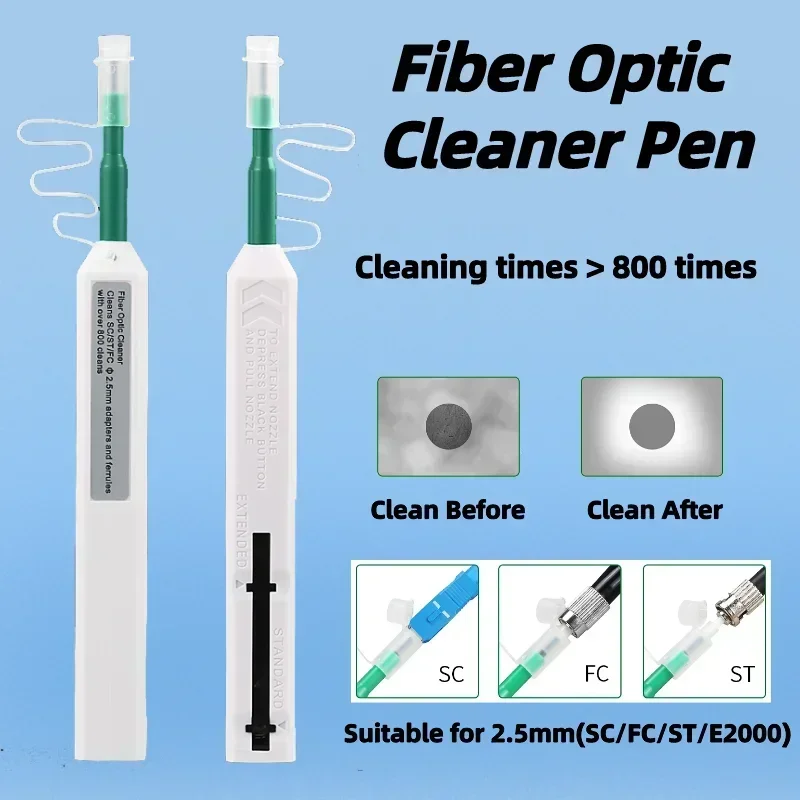 

NEW Fiber Connector Cleaning Tools 800 times LC SC FC 1.25 2.5mm Fiber Cleaner Pen Stick Kit for Optical Adapter,2 pcs