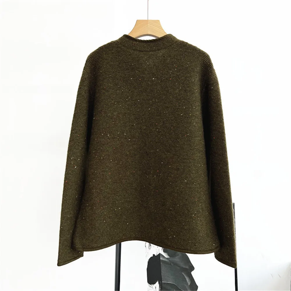 

25. осенне-зимний новый женский кардиган с воротником-стойкой, однобортный свободный кашемировый вязаный свитер с длинными рукавами, куртка