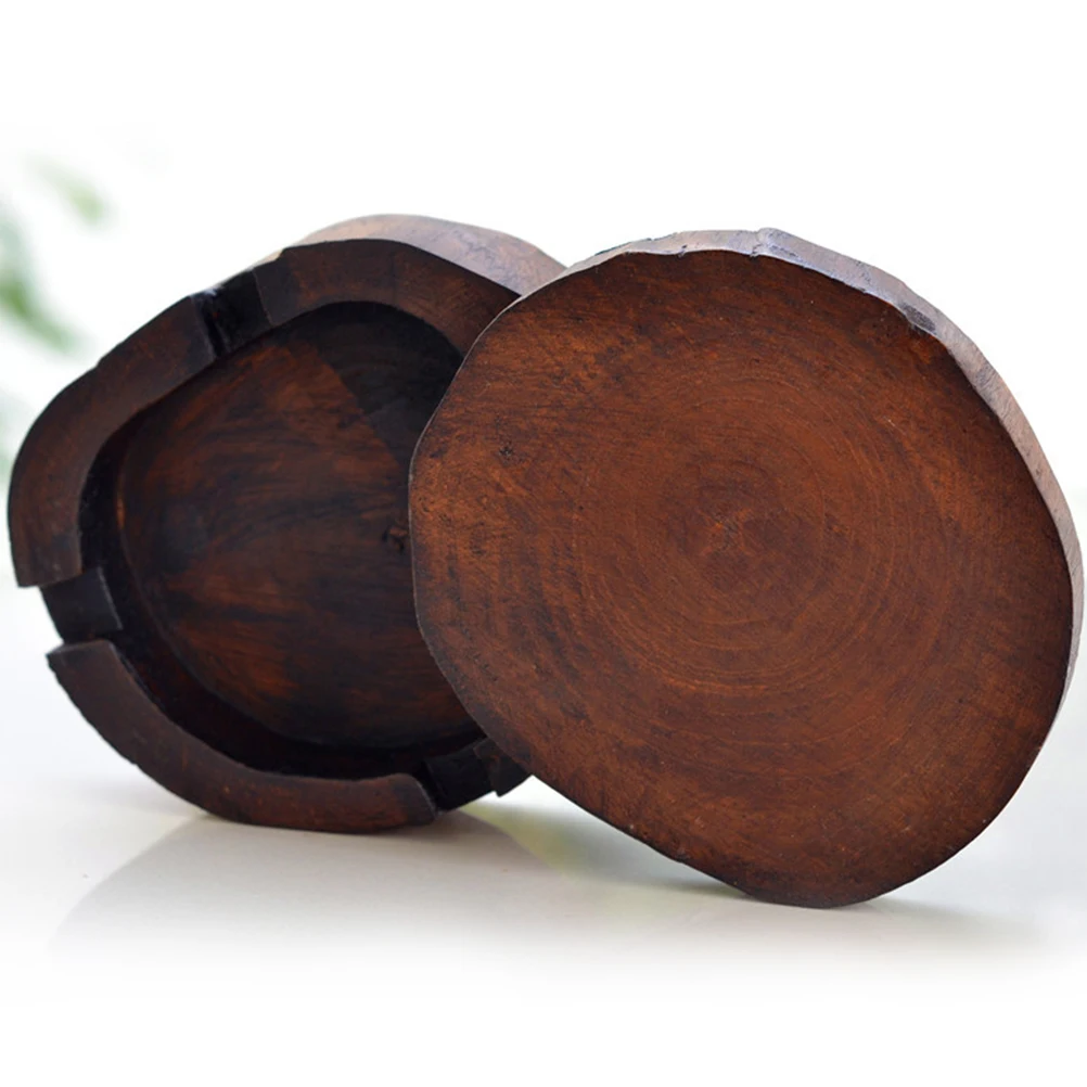 

Solid Wood Ashtray Creative Vintage Design Cigar Cigarette Smokeproof Table Ornament for Home Bar Hotel Decor Gift
