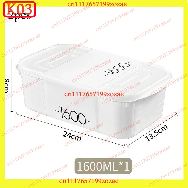K03 2Pcs Airtight Leakproof Food Storage Box Stackable Microwave Safe Fridge Freezer Bento Container, Replacement Parts