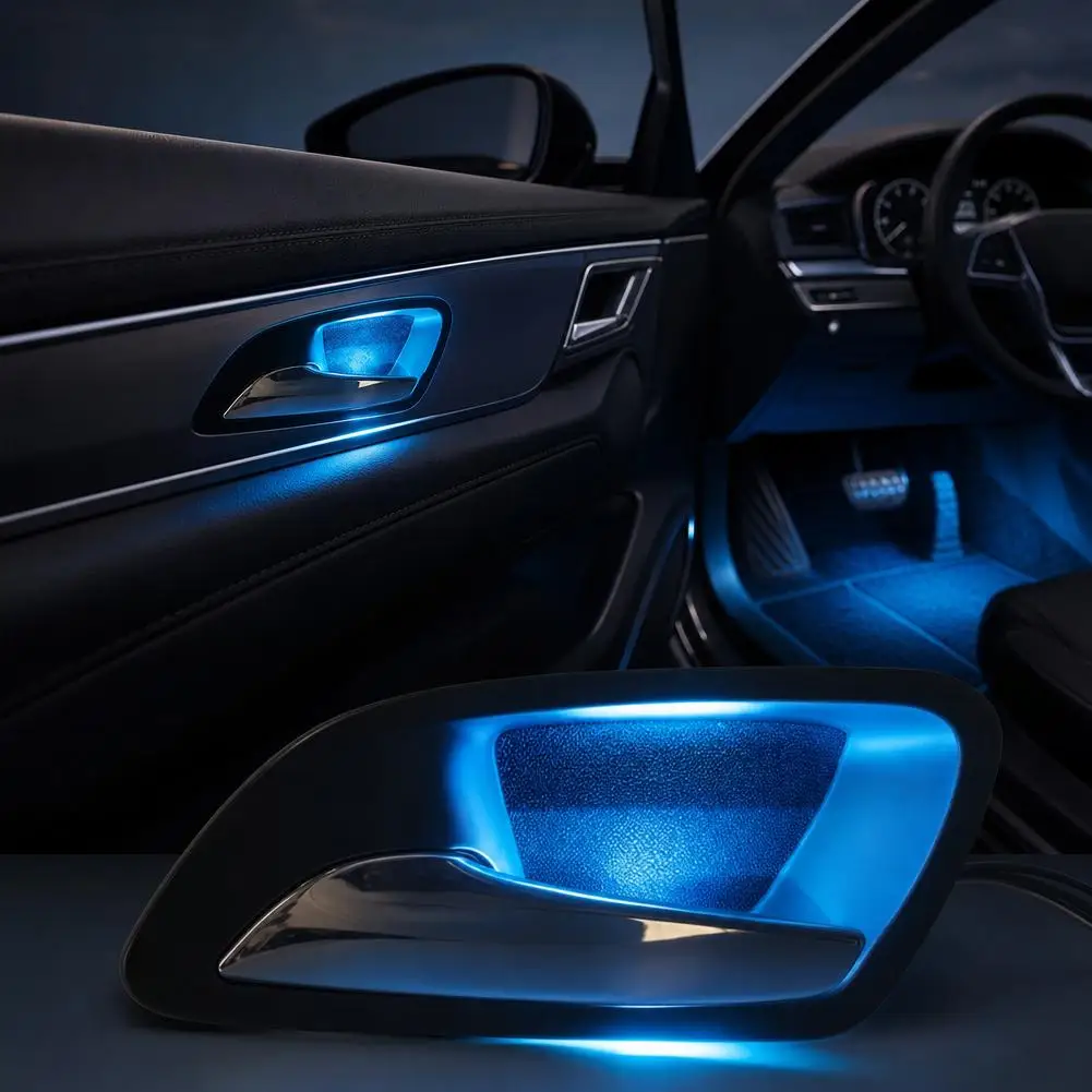 4 colors Auto Interior Door Handle Bowl LED Light Car Inner Door Pull Ambient Lighting Decoration Lamp Car Accessories