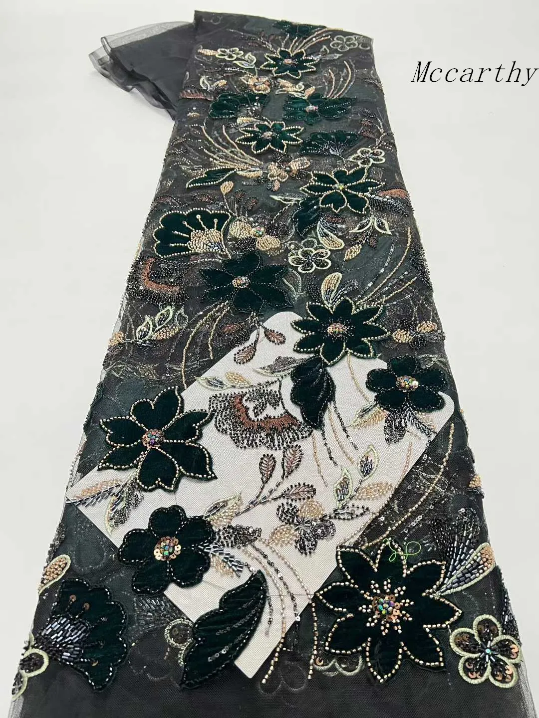 

2026 NEW Arrival African Nigerian Embroidery Velvet Tulle Lace Elegant French Beads Sequin Lace Fabric For Wedding Party Dresses