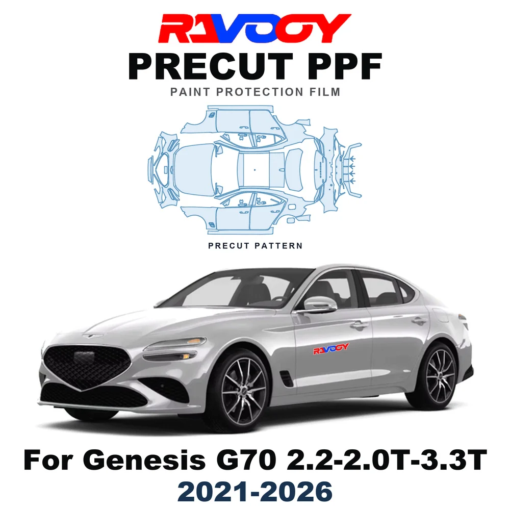 Precut PPF For Genesis G70 2.2-2.0T-3.3T 2021-2026 8.5mil TPU Paint Protection Film Hood Bonnet Bumper Headlight Self-Healing