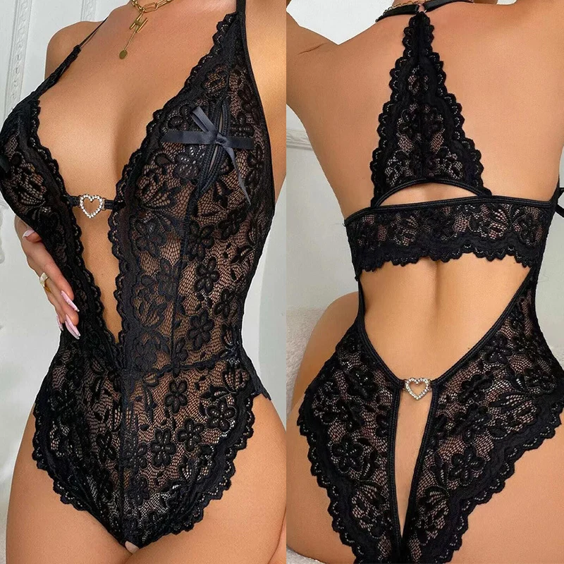 Sexy Bodysuit For Woman Open Bra Crotchless Underwear Sexy Lingerie Lace Bodysuit Lenceria Erotic Mujer Sexi Costumes Plus Size