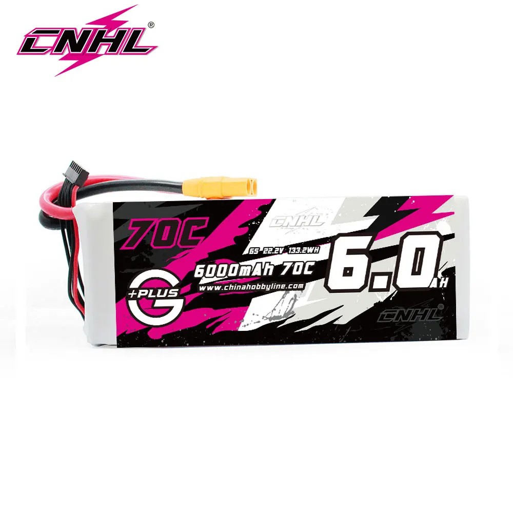 

CNHL 6S 22.2V Lipo Battery 6000mAh 70C G+PLUS with XT90 Plug For Airplane Helicopter Car Boat Vehicle Truggy Tank Speedrun