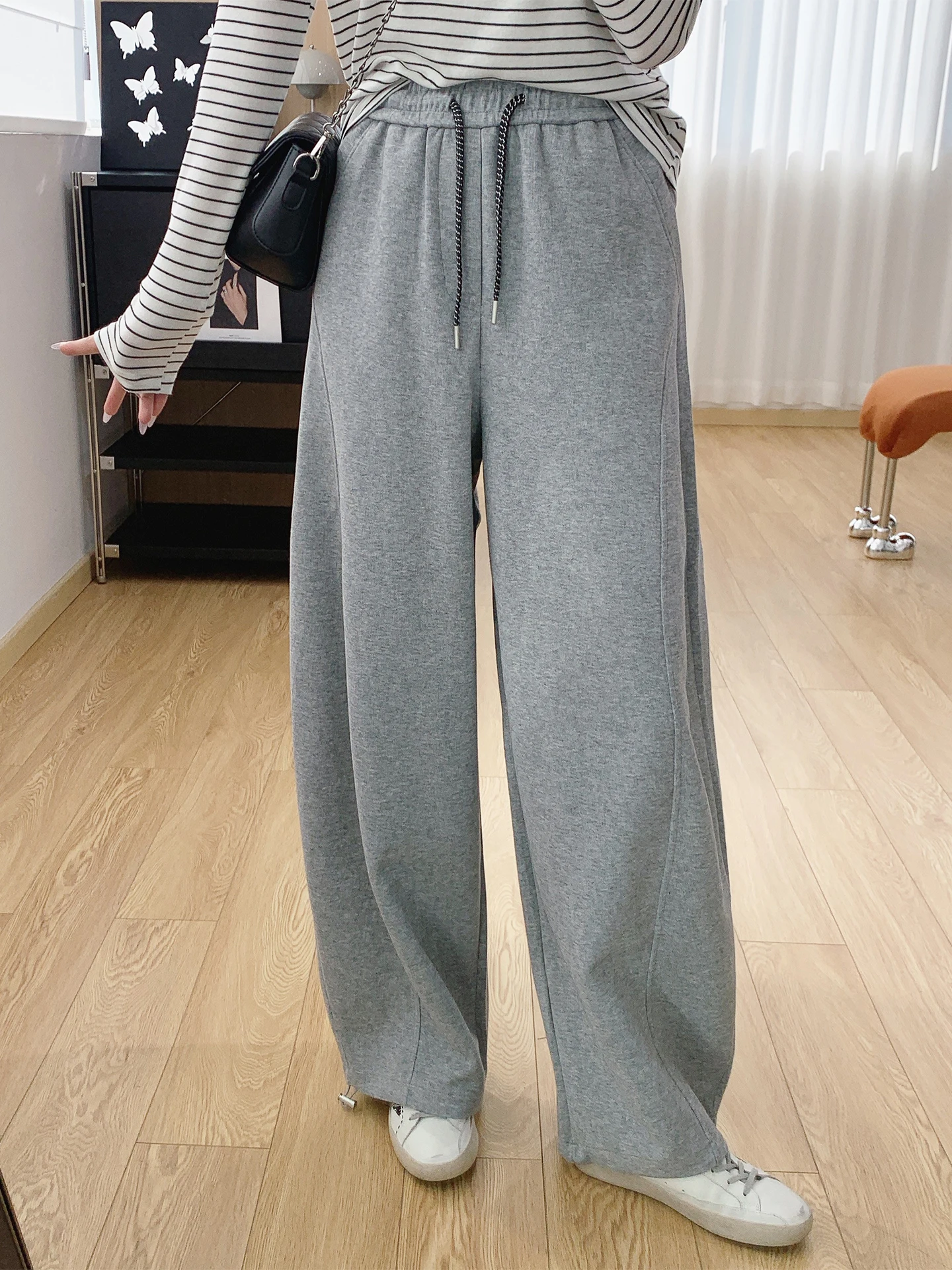 

Универсальные повседневные широкие брюки для женщин: прямой крой, свободный силуэт, высокая талия, хлопковая смесь, комфортные, спортивные, весенние