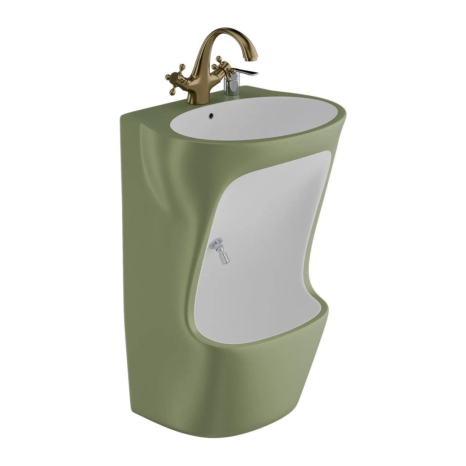 DSA retro green ceramic integrated household hand wash foot basin bathroom balcony floor column basin