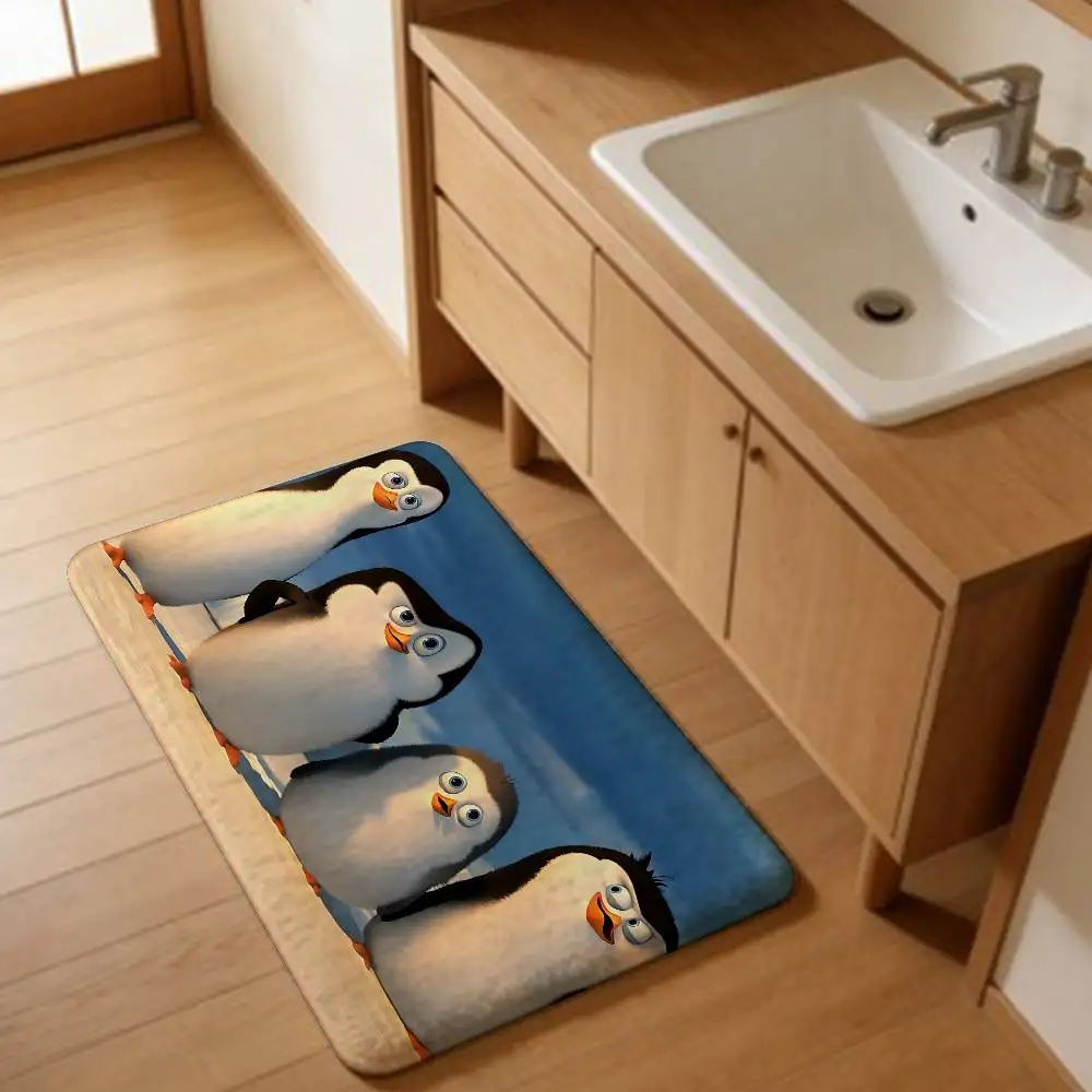 Classic Animation The P-Penguins Of M-Madagascar Bathroom Mat Kids Room Bedroom Decoration Balcony Anti-Slip Doormat Living Room