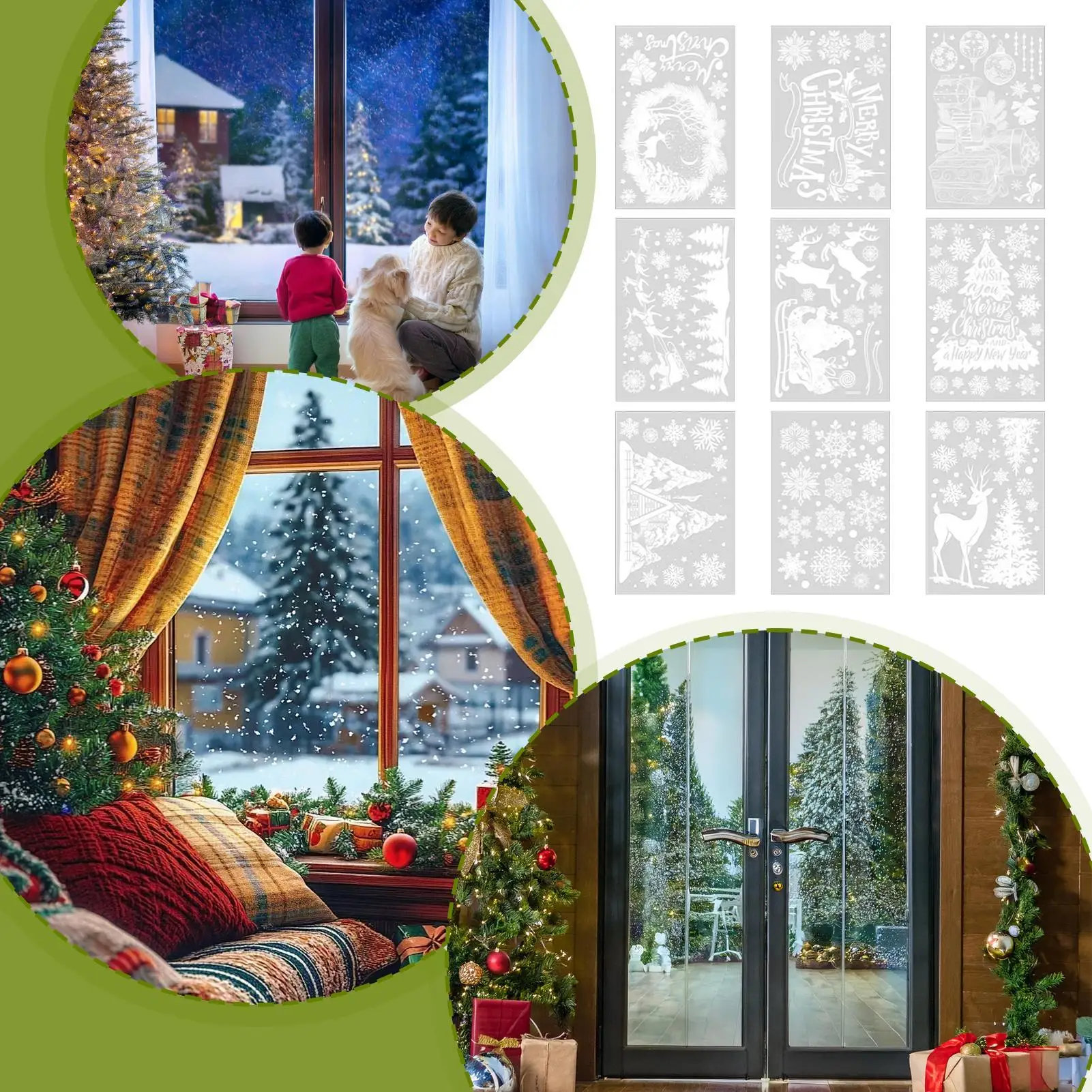 Christmas Window Decals Christmas Snowflake Reindeer Window Sticker Mural Decal 9 Sheets For Winter Holiday Decor Wall Home