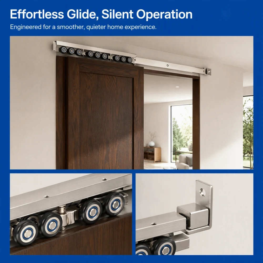 2pcs Sturdy Zinc Alloy Sliding Door Roller Silent Space Saving Door Gate Pulley Closet Hardware Kit Cabinet