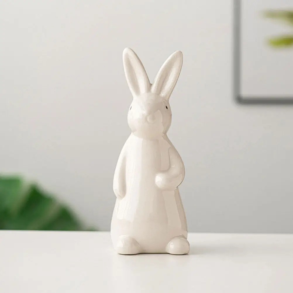 Small Ceramic Bunny Statue for Home Decor Bedroom Living Room Dining Space Table Ornament Cute Rabbit Design Gift Idea