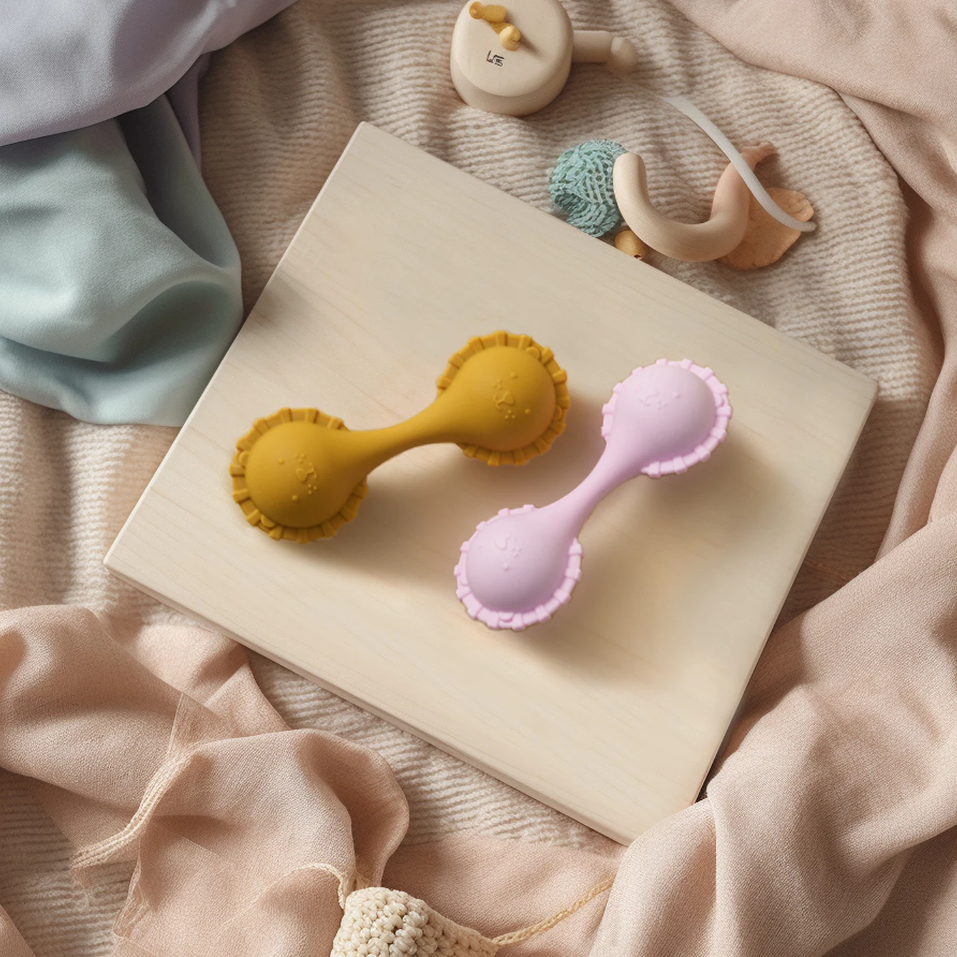 Color Kids 1PCS Baby Silicone Cat Teether Rattle Toy 0-12 Months Chewing Teether Toy BPA-Free Sensory Training Baby Stuff